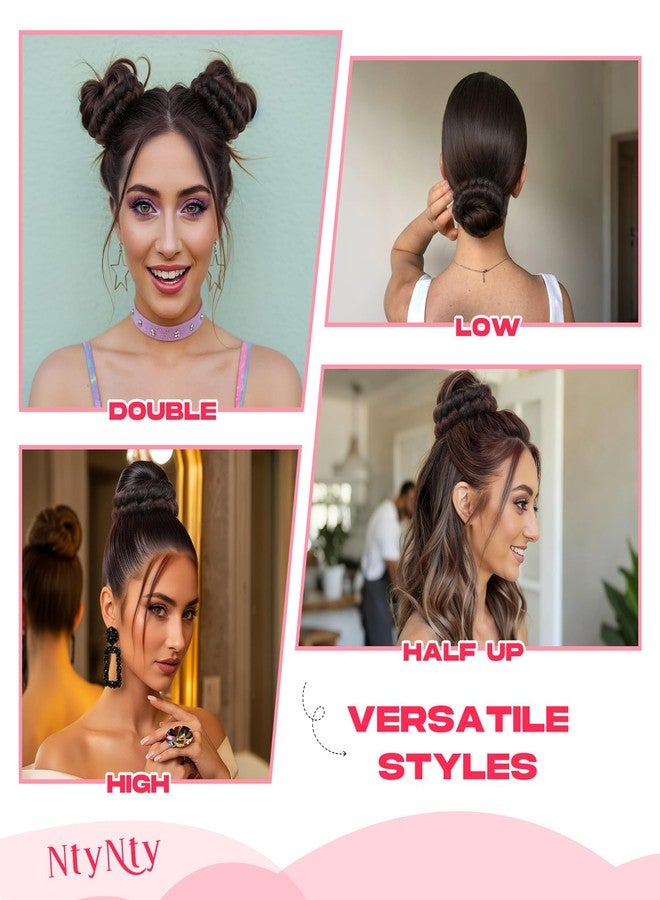NTYNTY ربطة شعر مضفرة على شكل كعكة من NTYNTY - ربطة شعر مضفرة مصنوعة يدويًا بالكامل، وصلة شعر فوضوية، قطعة شعر سهلة لتسريحة ذيل الحصان للنساء - أشقر - Image 4